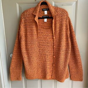 Jones New York Orange Crochet Tank Top